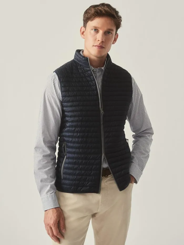 Jackets and Outerwear Men JMcLaughlin Traveler Quilted Vest Navy