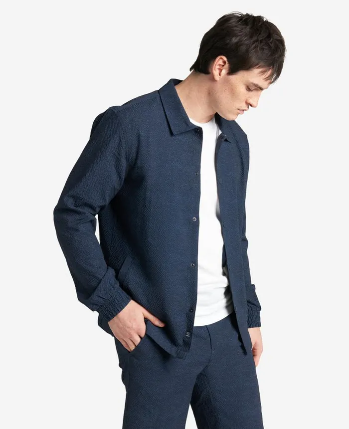 Jackets and Outerwear Men Kenneth Cole Printed Performance Seersucker Jacket Navy Jackets and Outerwear Men Kenneth Cole Printed Performance Seersucker Jacket Navy