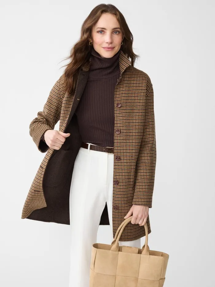 Jackets and Outerwear Women JMcLaughlin Frade Reversible Wool Coat In Houndstooth Tanbrowngreen Jackets and Outerwear Women JMcLaughlin Frade Reversible Wool Coat In Houndstooth Tanbrowngreen