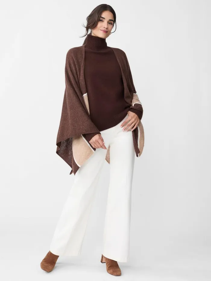 Jackets and Outerwear Women JMcLaughlin Harriet Cashmere Wrap In Color Block Heather Browntoffee Jackets and Outerwear Women JMcLaughlin Harriet Cashmere Wrap In Color Block Heather Browntoffee