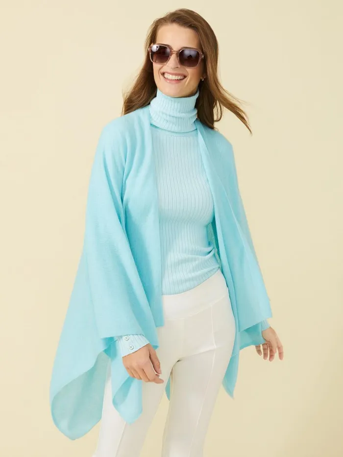 Jackets and Outerwear Women JMcLaughlin Julia Cashmere Wrap Aqua