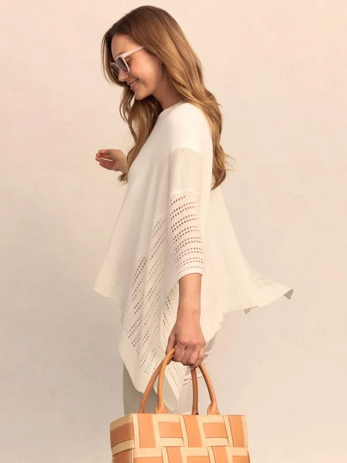 Jackets and Outerwear Women JMcLaughlin Libra Cashmere Poncho Off White