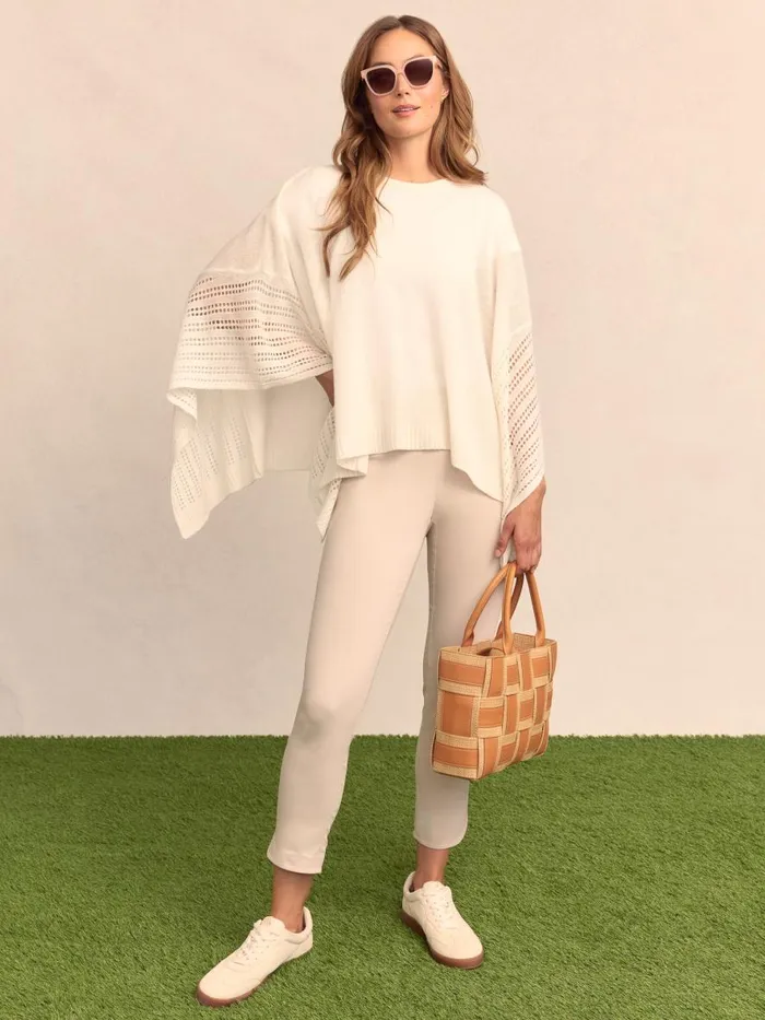 Jackets and Outerwear Women JMcLaughlin Libra Cashmere Poncho Off White