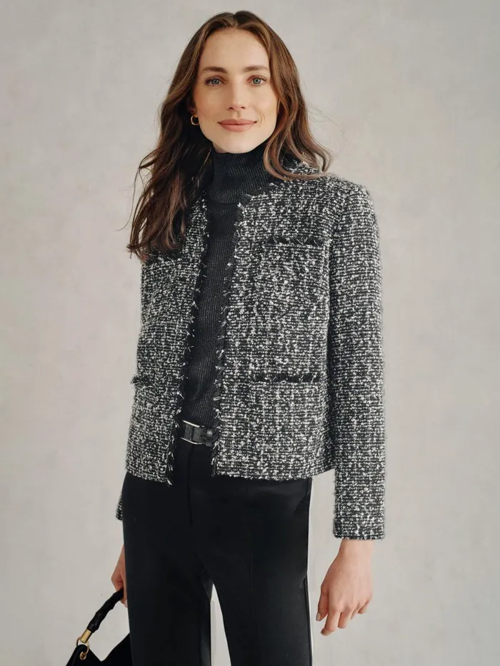 Jackets and Outerwear Women JMcLaughlin Martha Tweed Jacket Blackgray