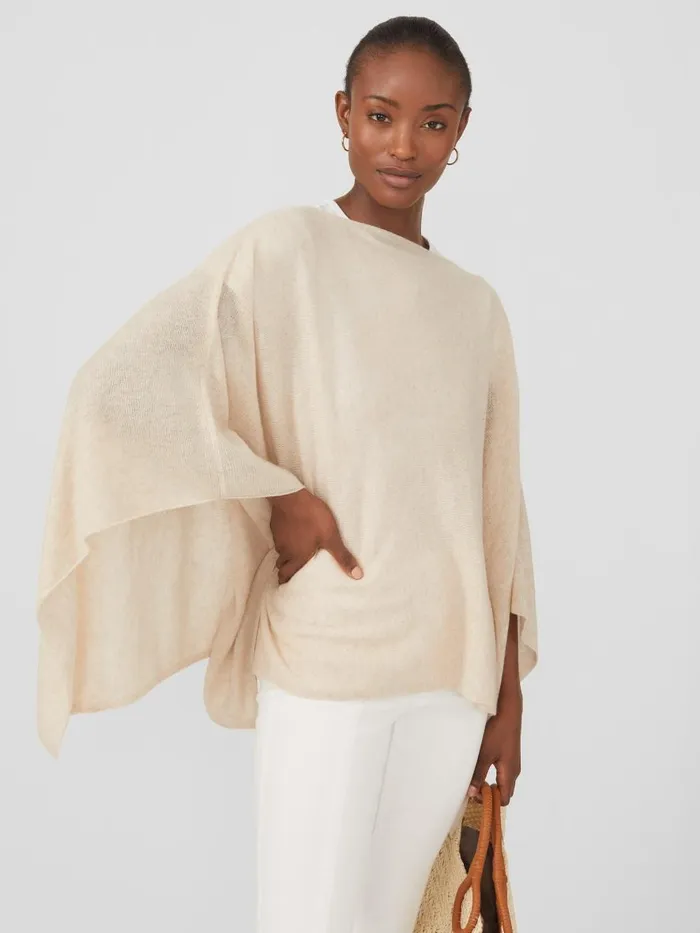 Jackets and Outerwear Women JMcLaughlin Rale Cashmere Poncho Light Heather Oatmeal Jackets and Outerwear Women JMcLaughlin Rale Cashmere Poncho Light Heather Oatmeal