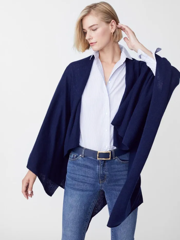 Jackets and Outerwear Women JMcLaughlin Rossi Cashmere Wrap Navy