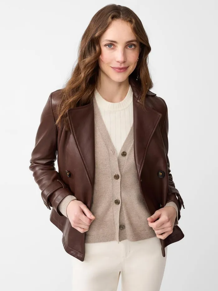 Jackets and Outerwear Women JMcLaughlin Saskia Leather Jacket Chocolate