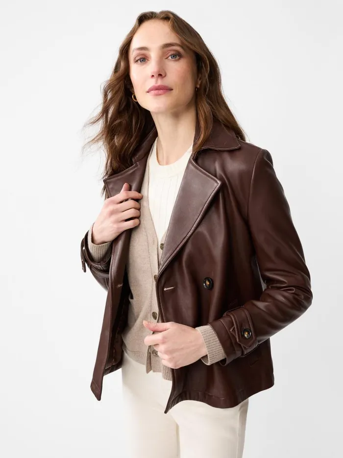 Jackets and Outerwear Women JMcLaughlin Saskia Leather Jacket Chocolate