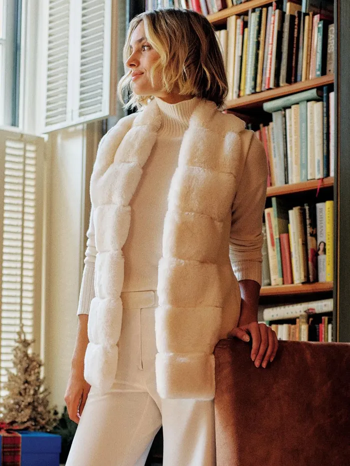 Jackets and Outerwear Women JMcLaughlin Sersha Faux Fur Vest Off White