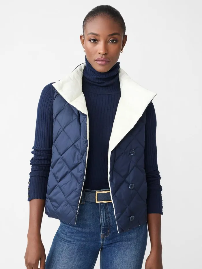 Jackets and Outerwear Women JMcLaughlin Vivian Reversible Puffer Vest Dark Navyegret White Jackets and Outerwear Women JMcLaughlin Vivian Reversible Puffer Vest Dark Navyegret White