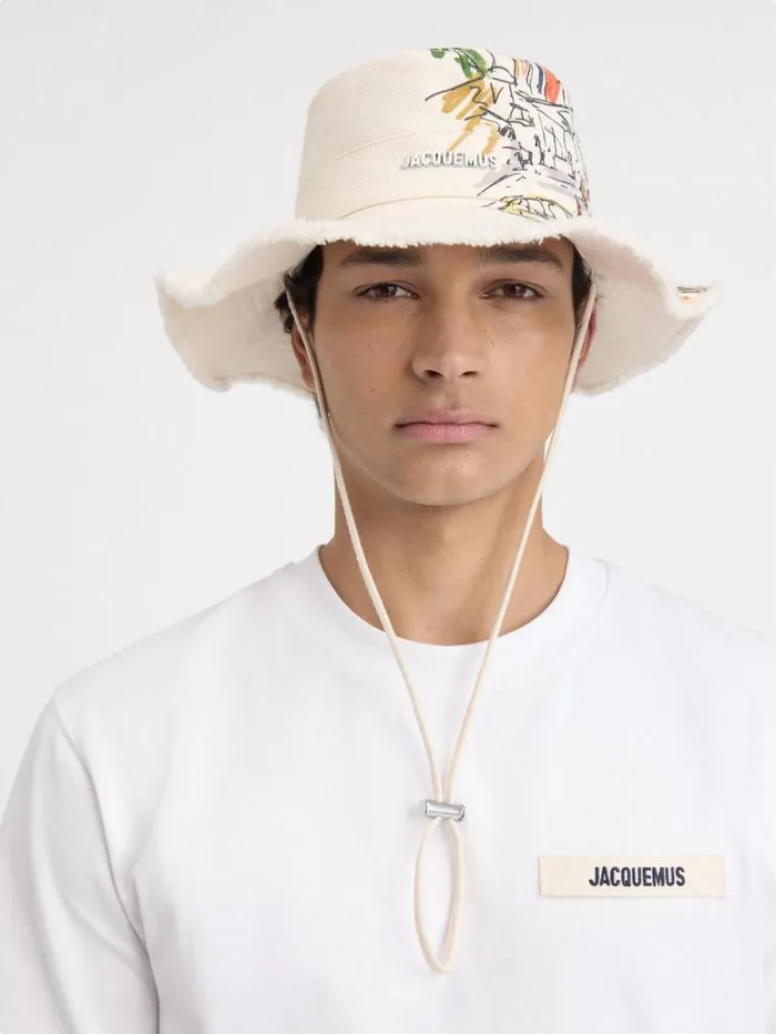 JACQUEMUS The Artichaut Bucket Hat Print Capri Cars White WomenMen Hats JACQUEMUS The Artichaut Bucket Hat Print Capri Cars White WomenMen Hats