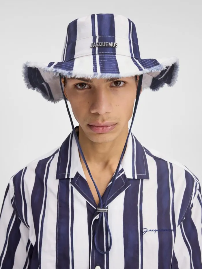 JACQUEMUS The Artichaut Bucket Hat Print Rayure Blue WomenMen Hats