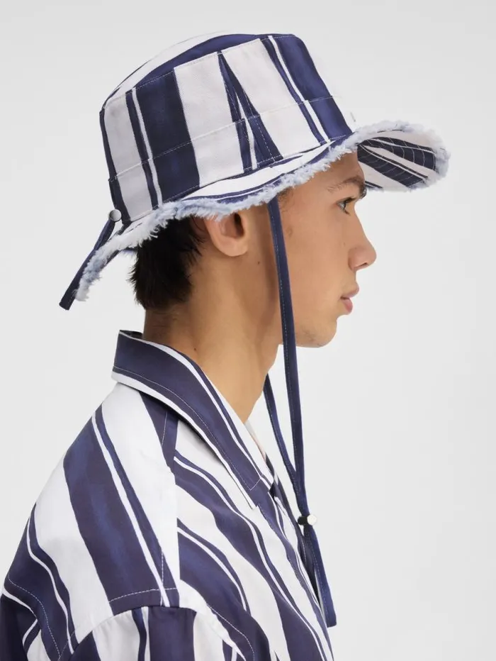 JACQUEMUS The Artichaut Bucket Hat Print Rayure Blue WomenMen Hats