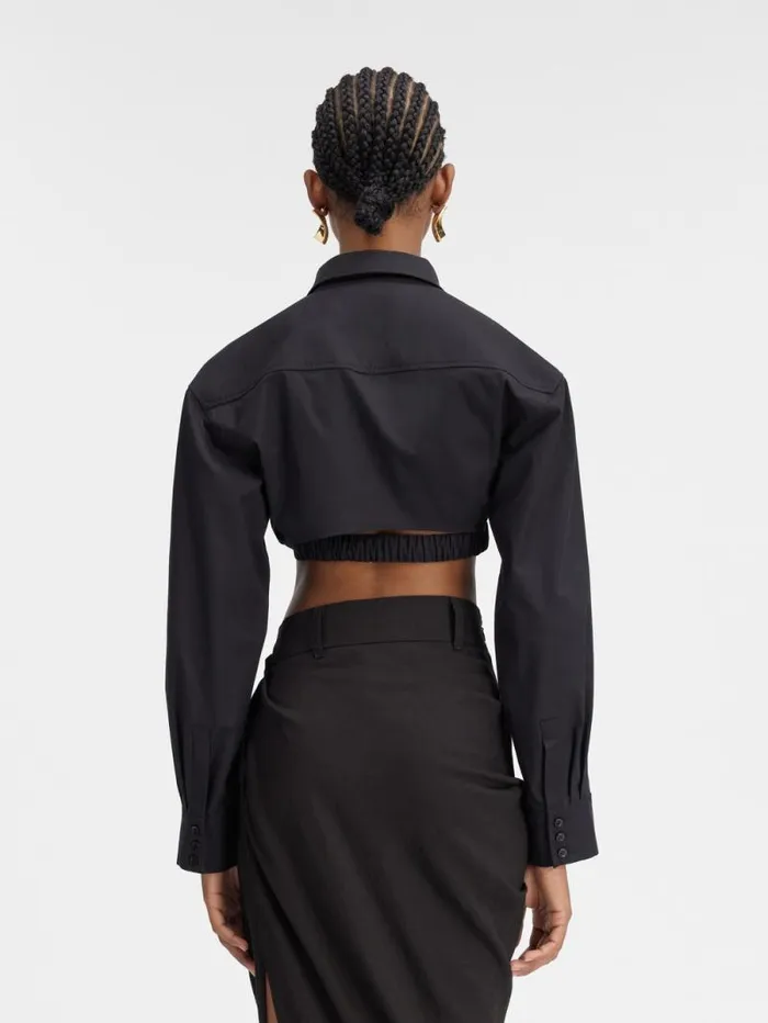 JACQUEMUS The Bahia Cropped Shirt Black Women Tops and Shirts JACQUEMUS The Bahia Cropped Shirt Black Women Tops and Shirts
