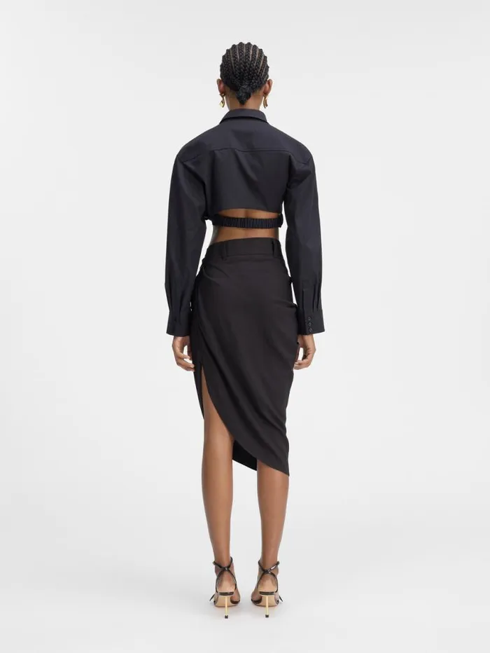 JACQUEMUS The Bahia Cropped Shirt Black Women Tops and Shirts JACQUEMUS The Bahia Cropped Shirt Black Women Tops and Shirts