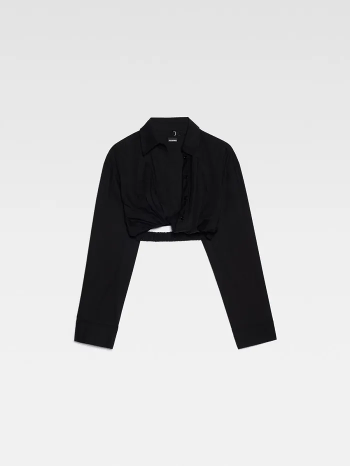 JACQUEMUS The Bahia Cropped Shirt Black Women Tops and Shirts JACQUEMUS The Bahia Cropped Shirt Black Women Tops and Shirts