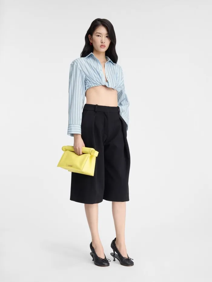 JACQUEMUS The Bahia Cropped Shirt Print Blue Stripes Women Tops and Shirts JACQUEMUS The Bahia Cropped Shirt Print Blue Stripes Women Tops and Shirts