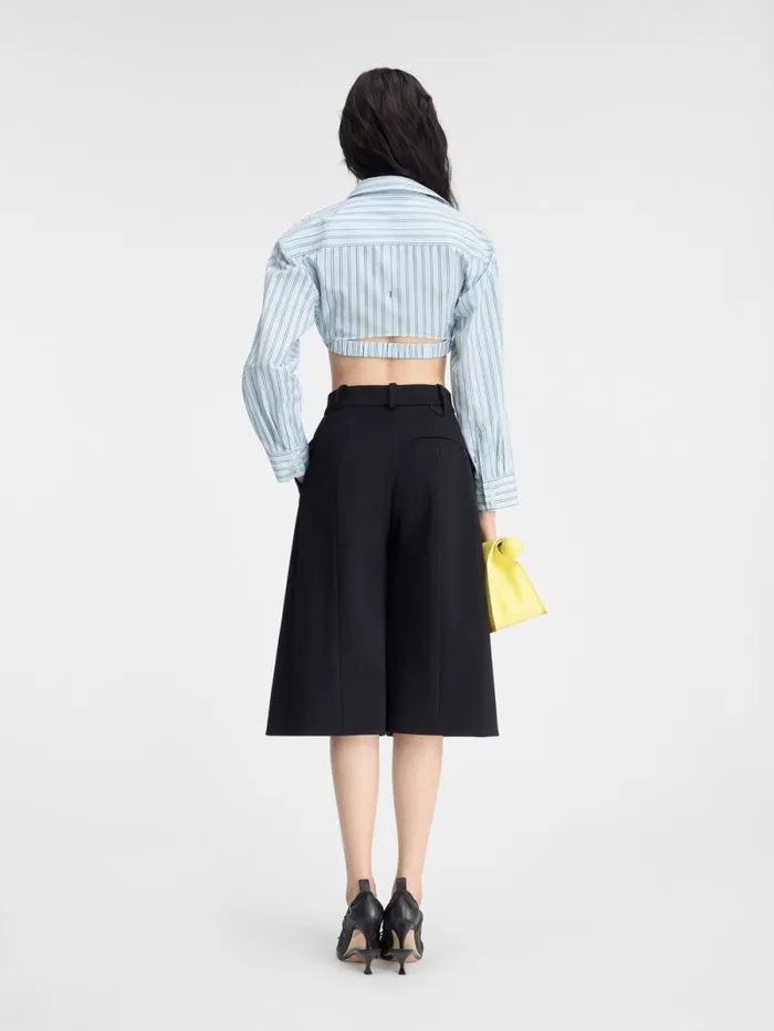 JACQUEMUS The Bahia Cropped Shirt Print Blue Stripes Women Tops and Shirts JACQUEMUS The Bahia Cropped Shirt Print Blue Stripes Women Tops and Shirts