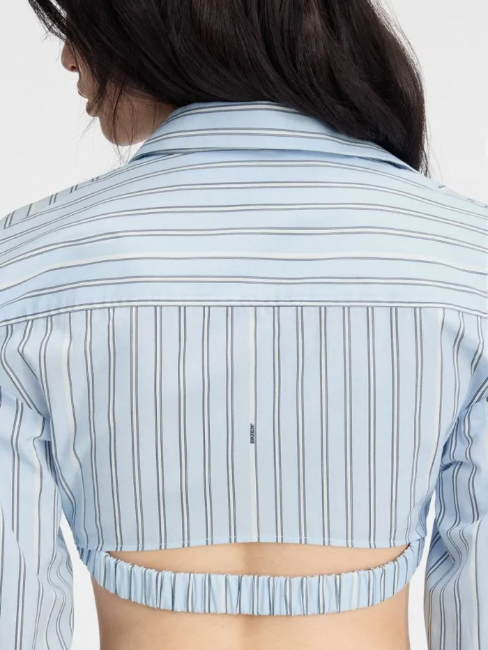 JACQUEMUS The Bahia Cropped Shirt Print Blue Stripes Women Tops and Shirts JACQUEMUS The Bahia Cropped Shirt Print Blue Stripes Women Tops and Shirts