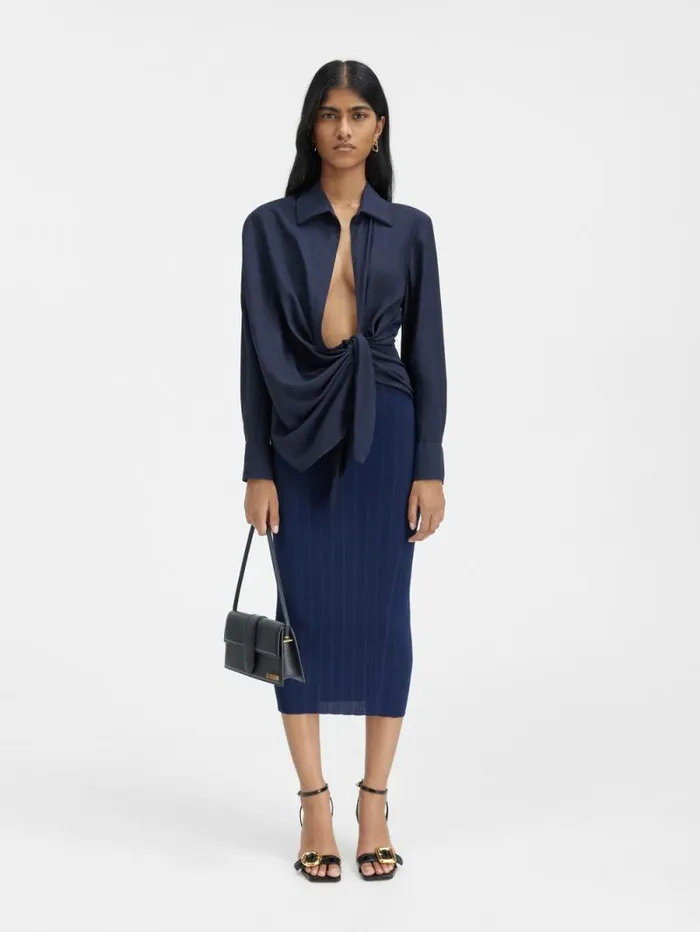 JACQUEMUS The Bahia Shirt Dark Navy Women Tops and Shirts