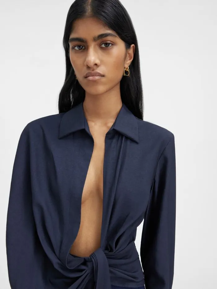 JACQUEMUS The Bahia Shirt Dark Navy Women Tops and Shirts JACQUEMUS The Bahia Shirt Dark Navy Women Tops and Shirts