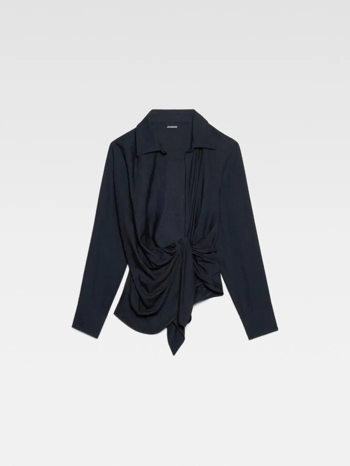 JACQUEMUS The Bahia Shirt Dark Navy Women Tops and Shirts JACQUEMUS The Bahia Shirt Dark Navy Women Tops and Shirts