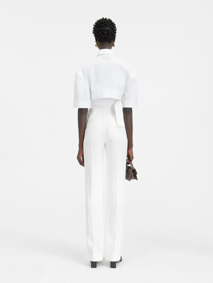 JACQUEMUS The Bari Cropped Shirt White Women Tops and Shirts JACQUEMUS The Bari Cropped Shirt White Women Tops and Shirts