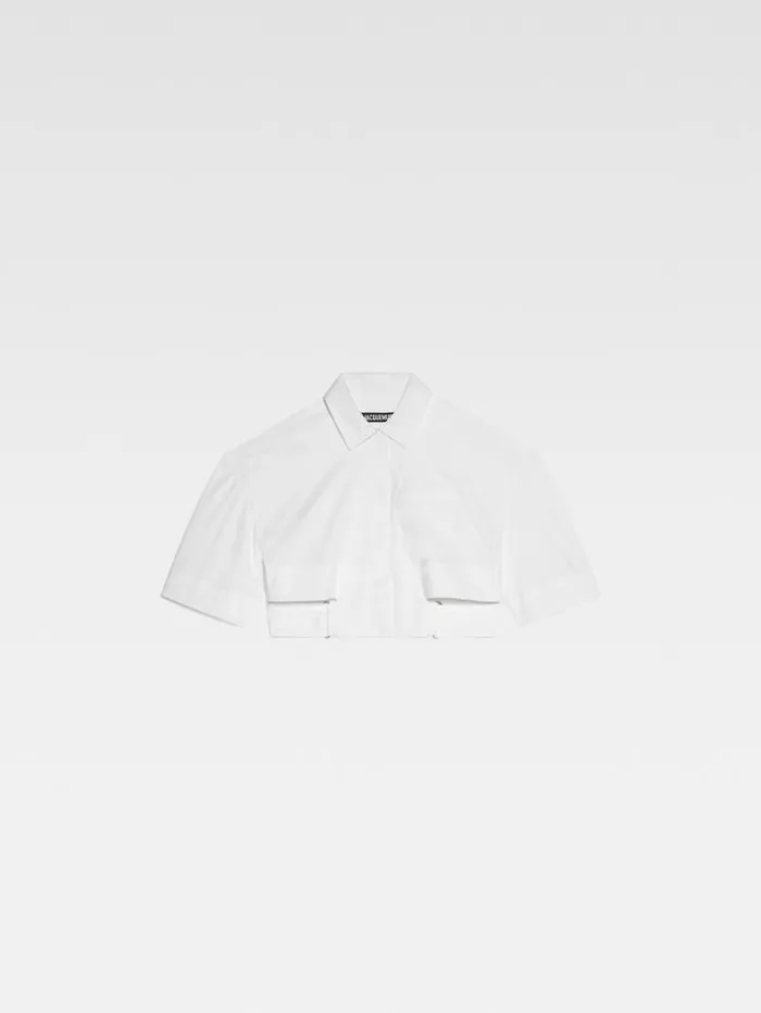 JACQUEMUS The Bari Cropped Shirt White Women Tops and Shirts JACQUEMUS The Bari Cropped Shirt White Women Tops and Shirts