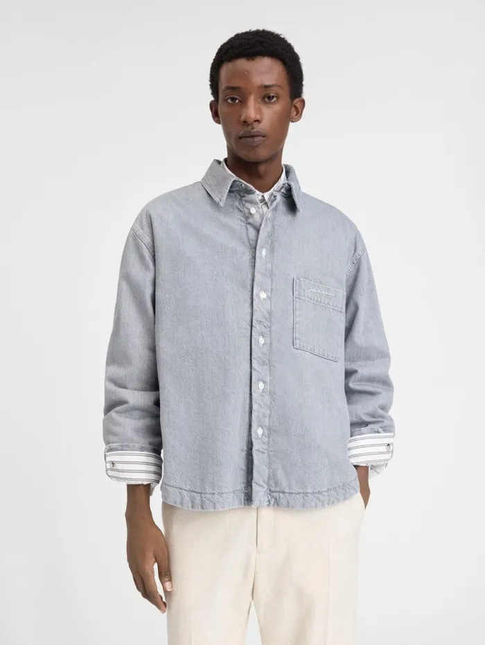 JACQUEMUS The Boulanger Shirt Grey Offwhite Men Shirts JACQUEMUS The Boulanger Shirt Grey Offwhite Men Shirts