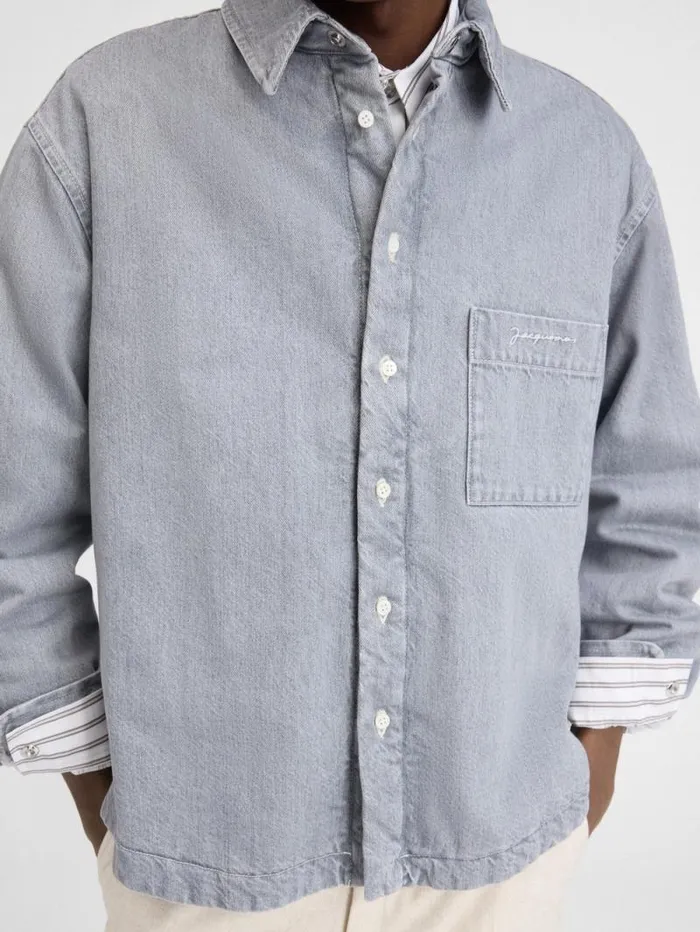 JACQUEMUS The Boulanger Shirt Grey Offwhite Men Shirts JACQUEMUS The Boulanger Shirt Grey Offwhite Men Shirts