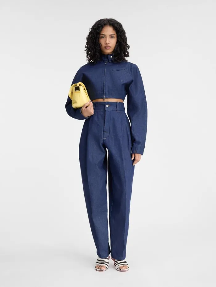 JACQUEMUS The Cabrio Denim DeNmes Jacket Navy Women Coats and Jackets