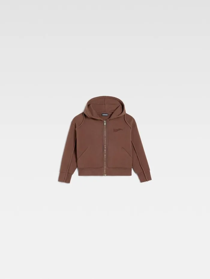 JACQUEMUS The Camargue Kids039 Zipped Sweatshirt Dark Brown WomenMen Tops