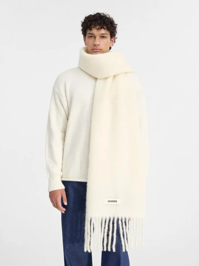 JACQUEMUS The Carro Scarf Offwhite WomenMen Scarves Beanies and Gloves JACQUEMUS The Carro Scarf Offwhite WomenMen Scarves Beanies and Gloves