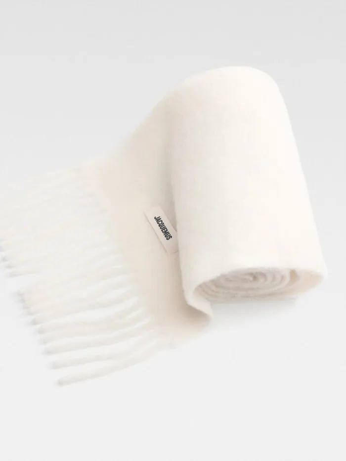JACQUEMUS The Carro Scarf Offwhite WomenMen Scarves Beanies and Gloves JACQUEMUS The Carro Scarf Offwhite WomenMen Scarves Beanies and Gloves