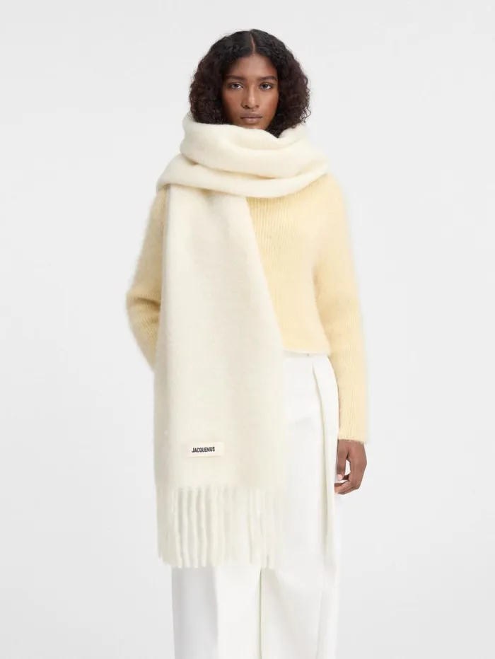 JACQUEMUS The Carro Scarf Offwhite WomenMen Scarves Beanies and Gloves JACQUEMUS The Carro Scarf Offwhite WomenMen Scarves Beanies and Gloves
