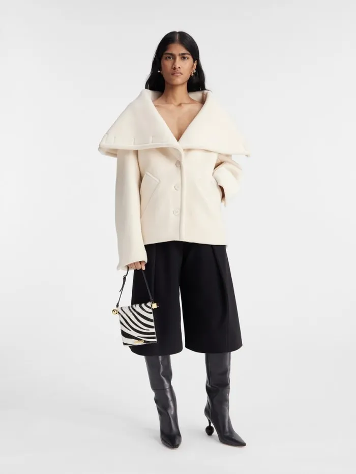 JACQUEMUS The Caruso Peacoat Offwhite Women Coats and Jackets