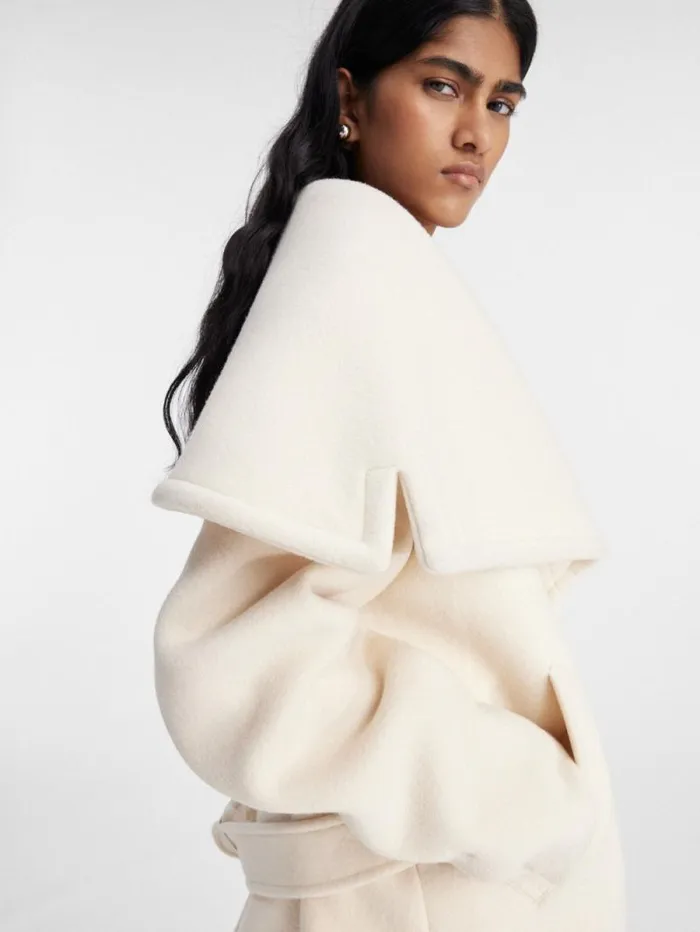 JACQUEMUS The Caruso Peacoat Offwhite Women Coats and Jackets