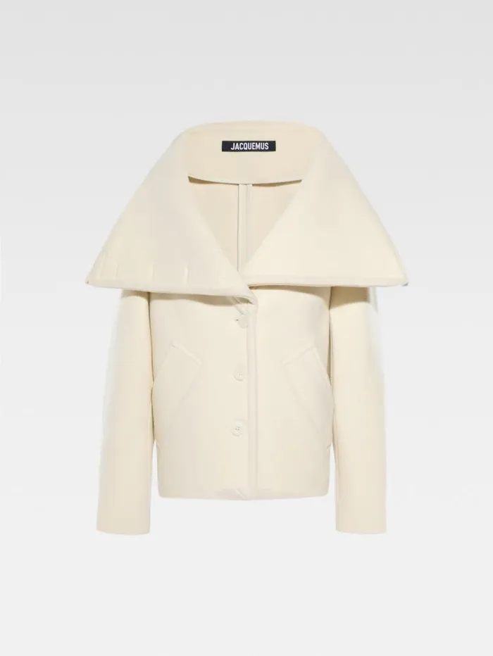 JACQUEMUS The Caruso Peacoat Offwhite Women Coats and Jackets