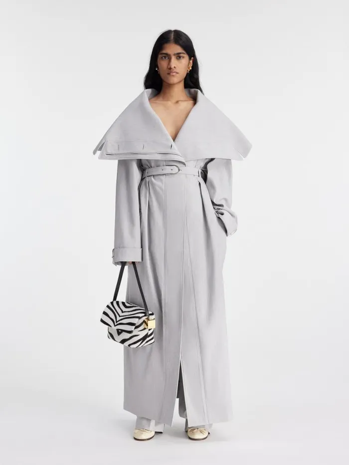 JACQUEMUS The Caruso Trench Coat Light Grey Women Coats and Jackets