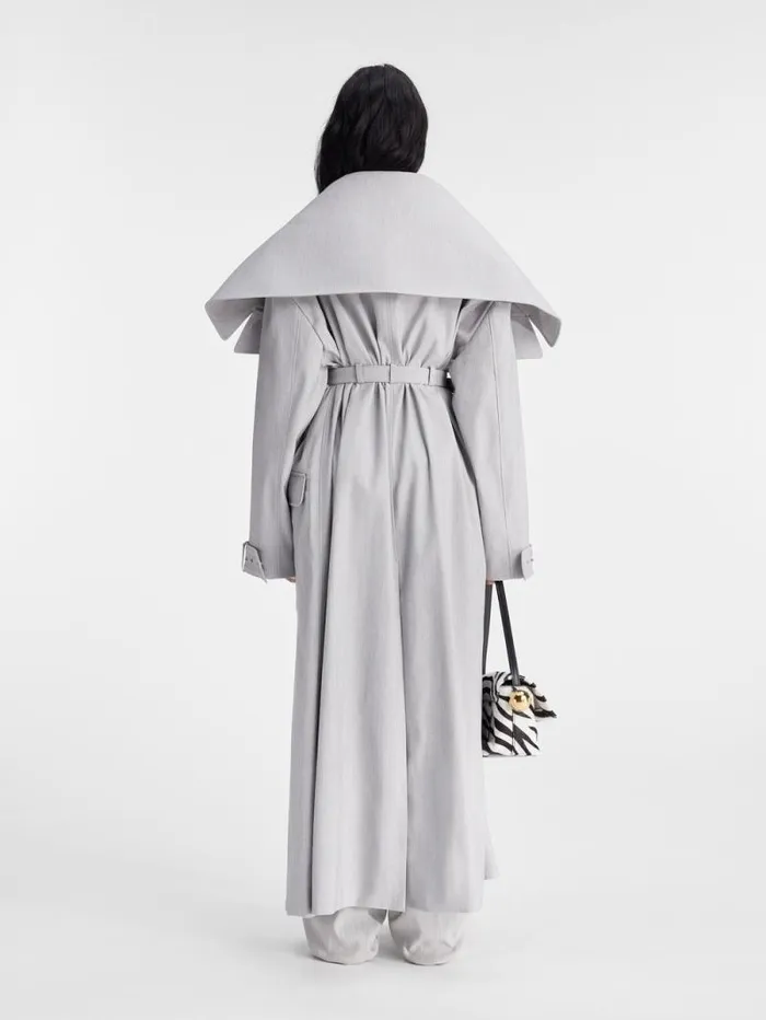 JACQUEMUS The Caruso Trench Coat Light Grey Women Coats and Jackets