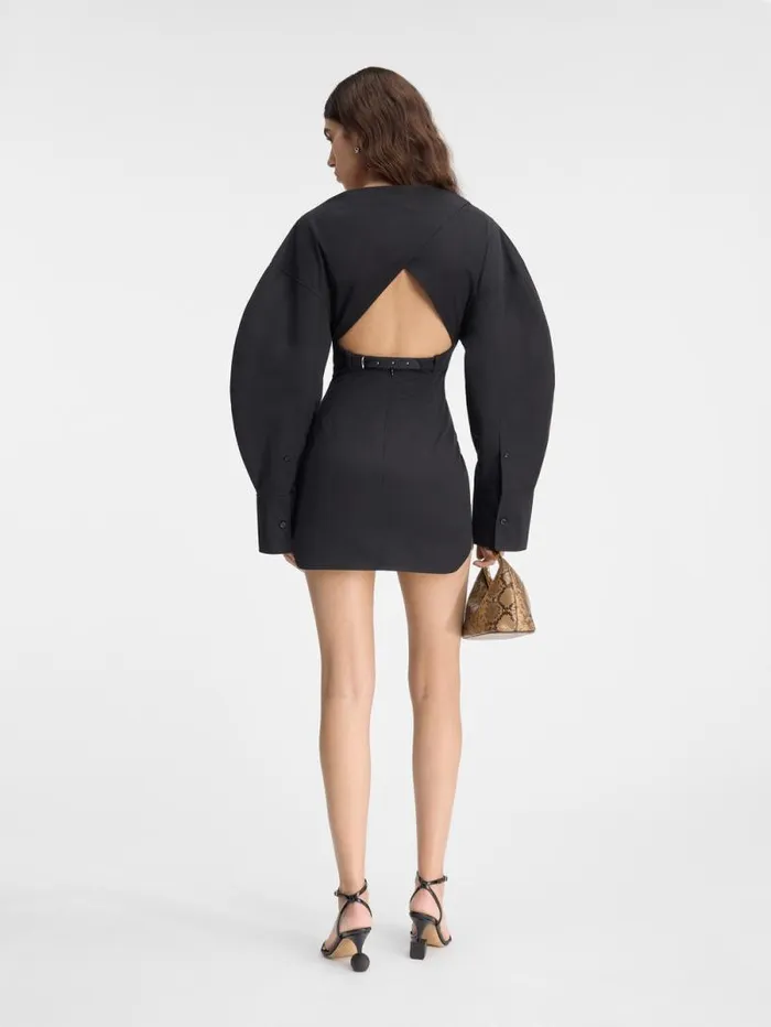 JACQUEMUS The Casaco Shirt Dress Black Women Dresses and Skirts JACQUEMUS The Casaco Shirt Dress Black Women Dresses and Skirts