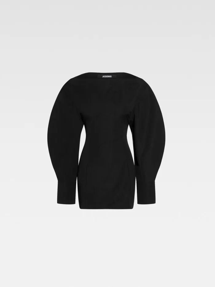 JACQUEMUS The Casaco Shirt Dress Black Women Dresses and Skirts JACQUEMUS The Casaco Shirt Dress Black Women Dresses and Skirts