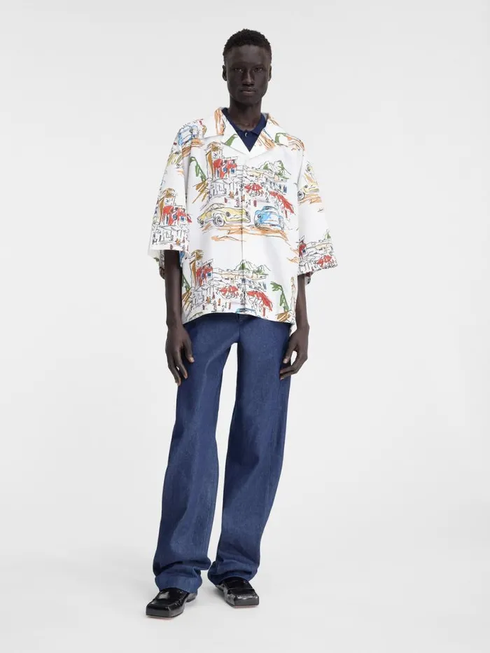 JACQUEMUS The Casaco Shirt Print Capri Cars White Men Shirts