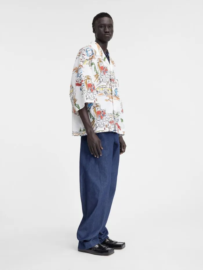 JACQUEMUS The Casaco Shirt Print Capri Cars White Men Shirts JACQUEMUS The Casaco Shirt Print Capri Cars White Men Shirts
