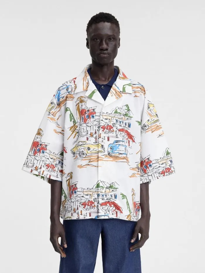 JACQUEMUS The Casaco Shirt Print Capri Cars White Men Shirts JACQUEMUS The Casaco Shirt Print Capri Cars White Men Shirts