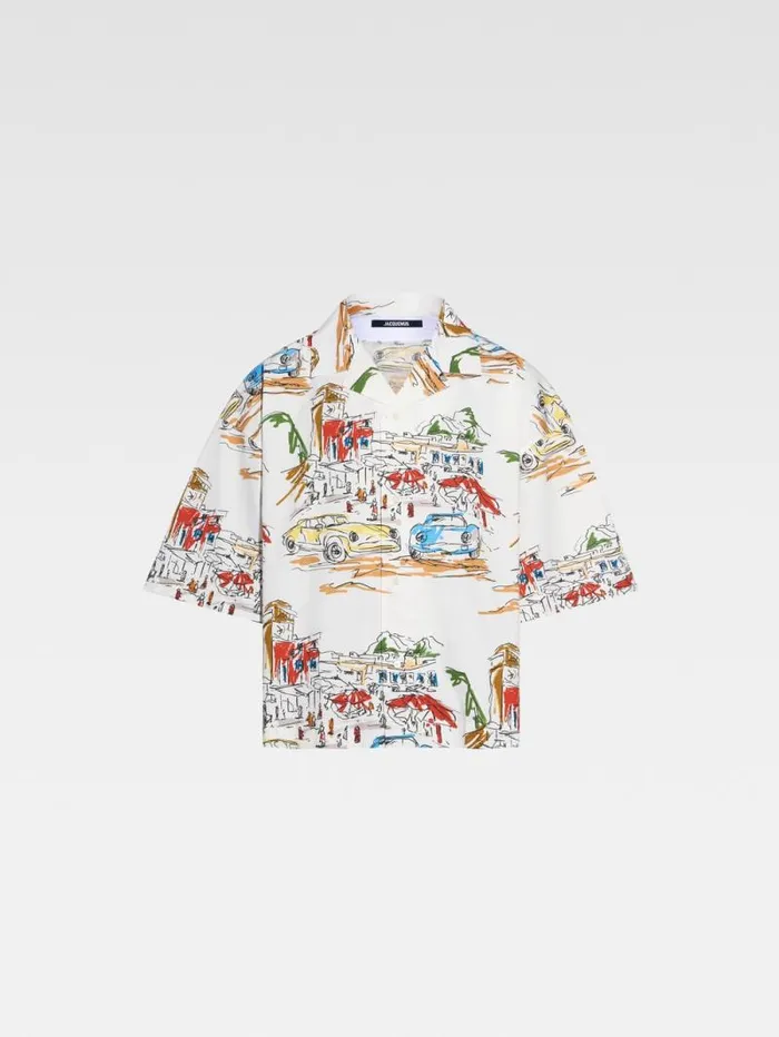JACQUEMUS The Casaco Shirt Print Capri Cars White Men Shirts JACQUEMUS The Casaco Shirt Print Capri Cars White Men Shirts