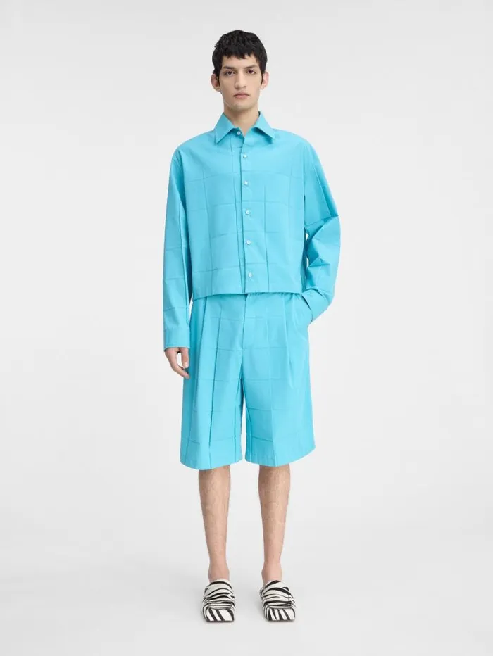 JACQUEMUS The Corto Shirt Turquoise Men Shirts