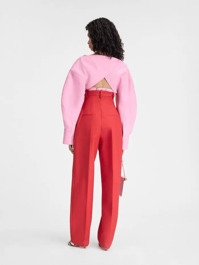 JACQUEMUS The Curzio Highwaisted Pants Red Women Trousers and Shorts