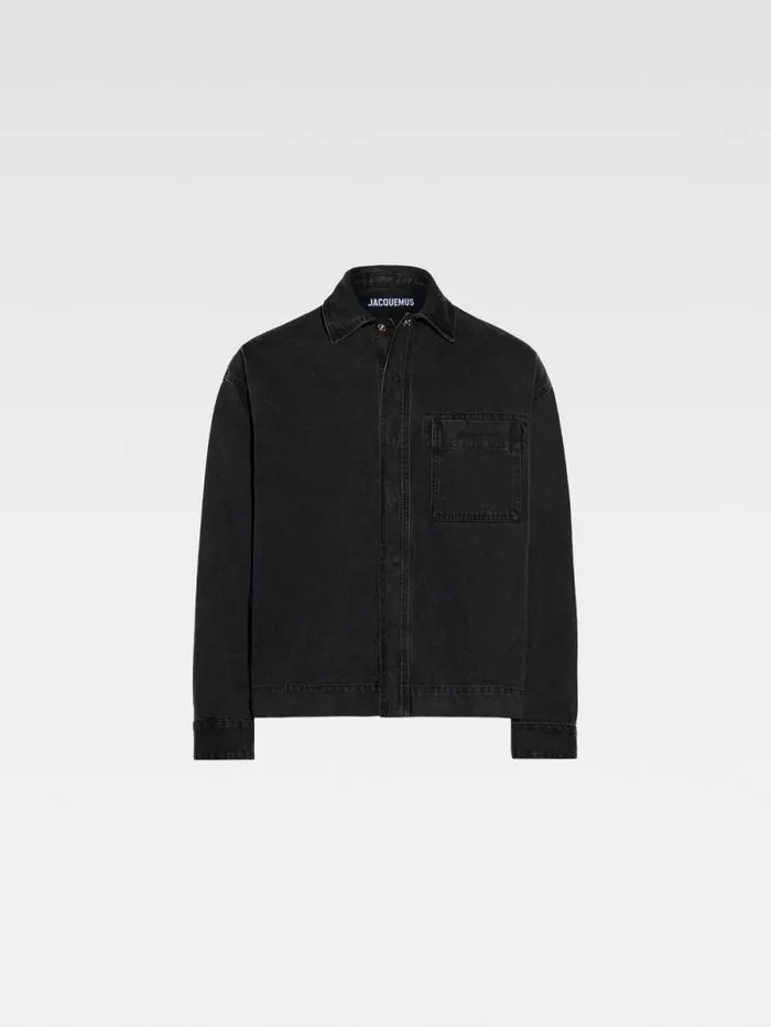 JACQUEMUS The DeNmes Denim Shirt Black Men Shirts JACQUEMUS The DeNmes Denim Shirt Black Men Shirts