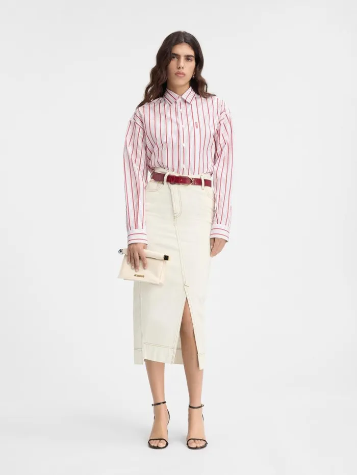 JACQUEMUS The DeNmes Denim Skirt Offwhitetabac Women Dresses and Skirts